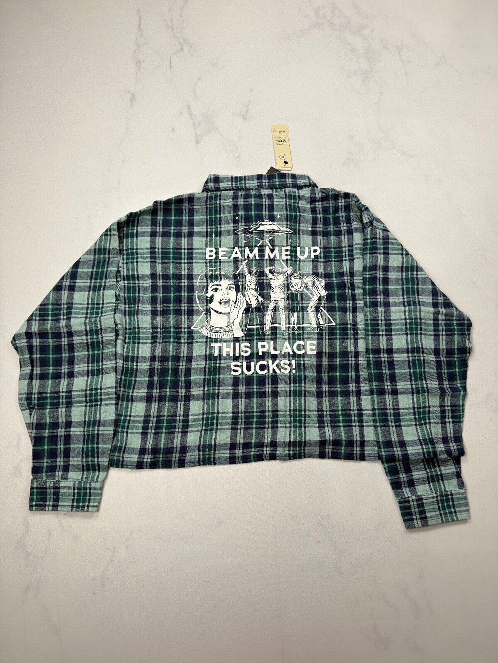 No Boundaries x Stranger Things Button-Up Shirt Green Blue 2010s - Girls XL NWT - Picture 2 of 5